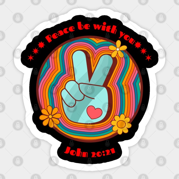 1960's - Hippies - Peace Sign -  Peace Be With You - Vintage- Flower Power Sticker by MyVictory